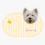 Tapis-de-Gamelle-Personnalisé-avec Photo-jaune-chic Tapis de Gamelle Personnalise avec Photo chic jaune