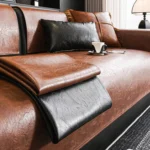 Protection-Canapé-Imperméable-100%-Style-Cuir-Vintage-Ciré-marron-detail-haut-de-gamme