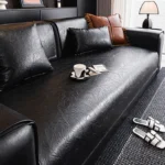 Protection-Canapé-Imperméable-100%-Style-Cuir-Vintage-Ciré-noir