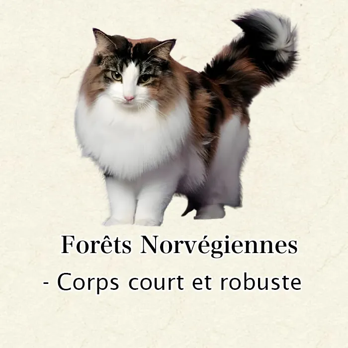 Maine Coon, Sibérien ou Norvégien : Comment Les Différencier Facilement Norvégien corps entier - chat athlétique pattes arrière plus hautes, queue longue épaisse