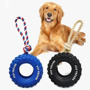 Jouet Pneu Indestructible pour Chien — Caoutchouc Alimentaire, Résistant aux Mâcheurs Puissants
