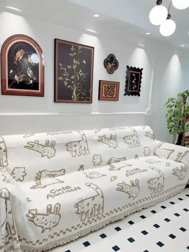 Click to view full screen Housse Canapé Anti-Griffes Chat – Douce, Solide & Motif Kawaii photo review