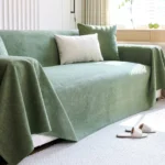 housse-canape-anti-griffes-chat-velours-vert-Déperlante-Antidérapant-haut-de-gamme