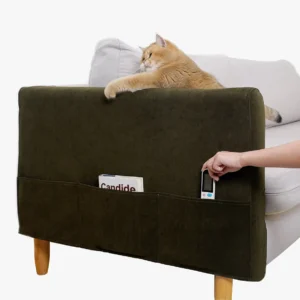 Housse Accoudoir Canapé Anti-Griffures Chat 3 Poches - 10 Couleurs