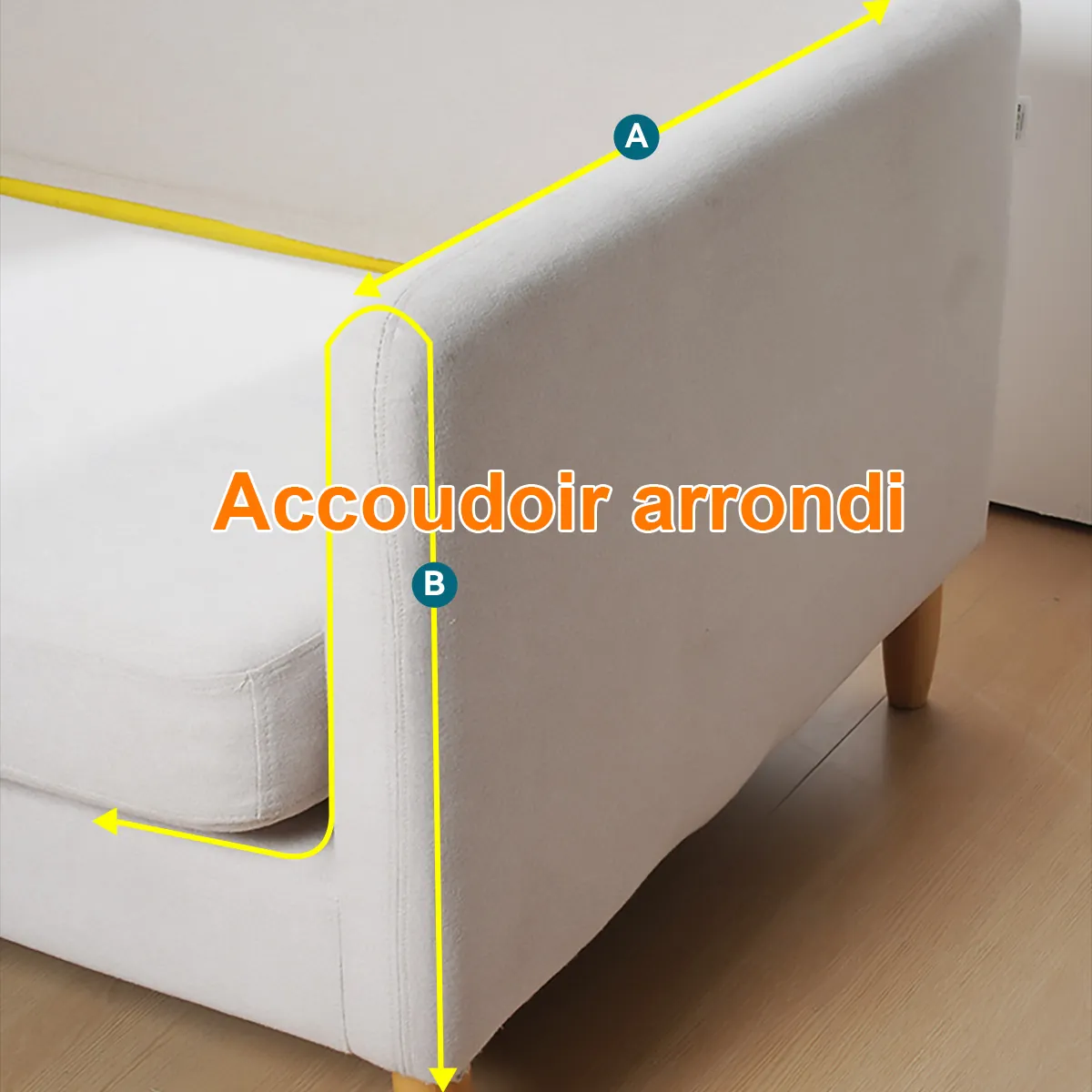 Housse Accoudoir Canapé Sur Mesure Anti-Griffures - 3 Poches 10 Couleurs Housse Accoudoir Canape Anti Griffures Chat 3 Poches accoudoir arrondi