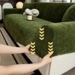 guide-installation-housse-canape-vert-olive-ajustement-parfait Housse Canapé Anti-Griffe Chenille vert, guide d'installation pour un ajustement parfait des coins du canapé