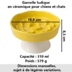 dimensions-gamelle-anti-glouton-ceramique Infographie des dimensions, de la capacité et du poids de la gamelle anti-glouton en céramique