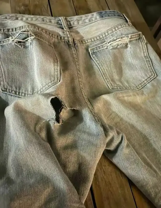 Labrador : 4 défauts vécus après 7 ans avec le mien Jean troué et mâchouillé par le labrador, tissu déchiré visible