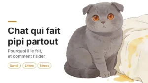 Noms de Chien Commençant par A : Guide Complet Chat gris aux oreilles pliées assis à côté d'un coussin taché de pipi