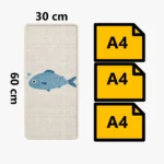 Dimensions du griffoir mural chat : 60 × 30 cm, soit environ trois feuilles A4