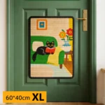 Griffoir mural chat en sisal taille XL 60 × 40 cm fixé sur une porte verte